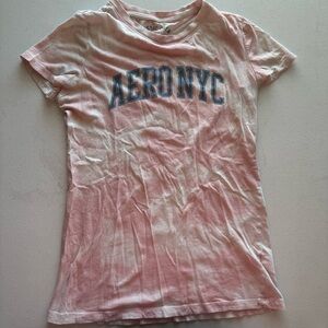 Aeropostale Pink and White Tee | M